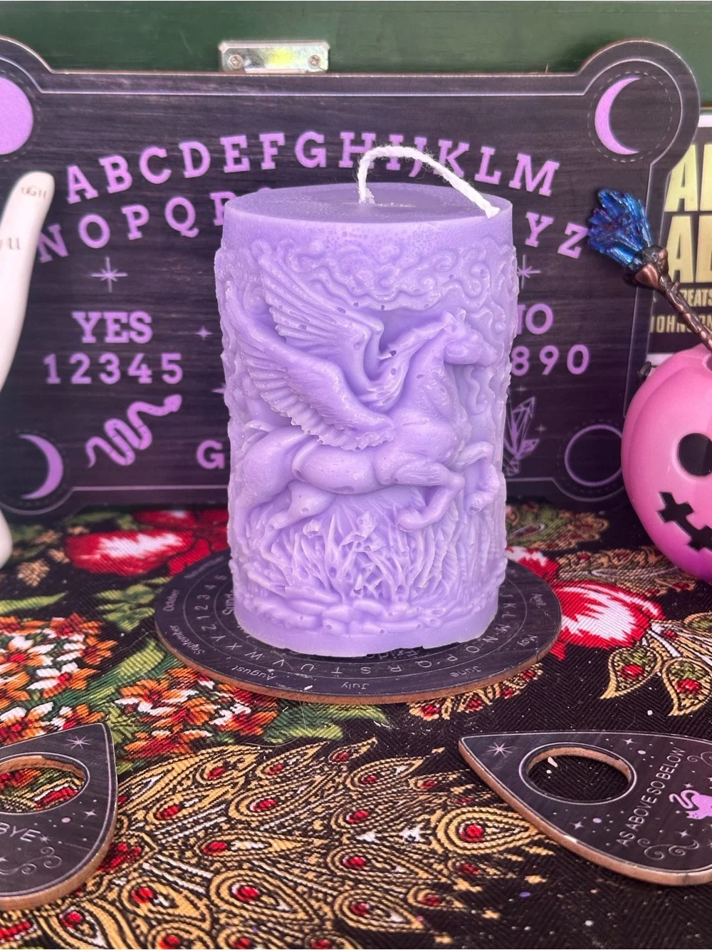 Lavender Pegasus Pillar Candle | Mythical Fantasy Candle |